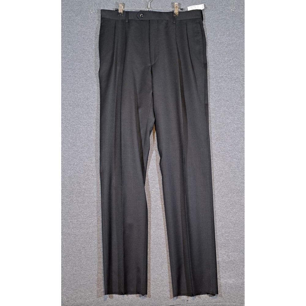 Jos A Bank Executive Collection Black Wool Pleated Dress Pants 34 Reg NEW